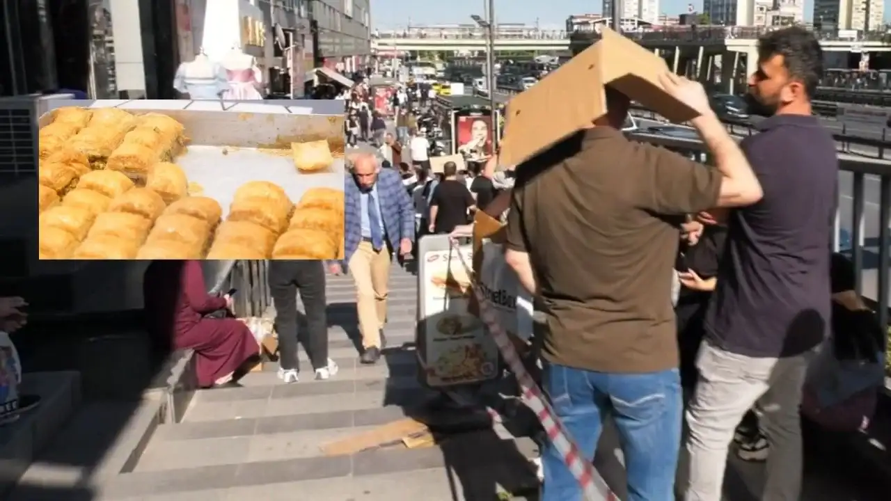 Güneş altında ucuz baklava kuyruğu