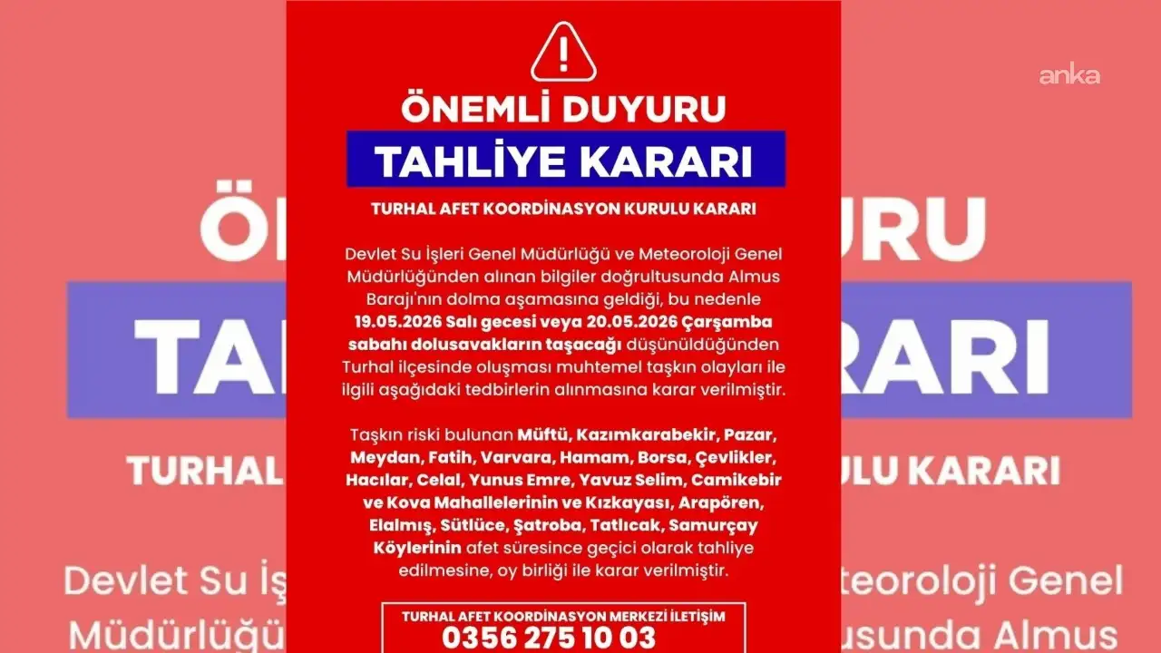 Amasya ve Tokat'ın Turhal ilçesinde eğitime 'sel ve taşkın riski' nedeniyle ara verildi