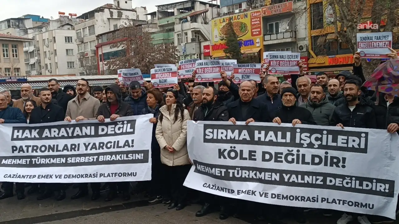 BİRTEK-SEN Genel Başkanı Türkmen’in tutuklanması Gaziantep’te protesto edildi