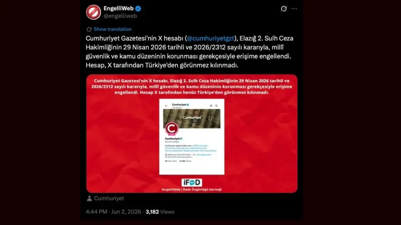 Cumhuriyet Gazetesi'nin X hesabına erişim engeli kararı