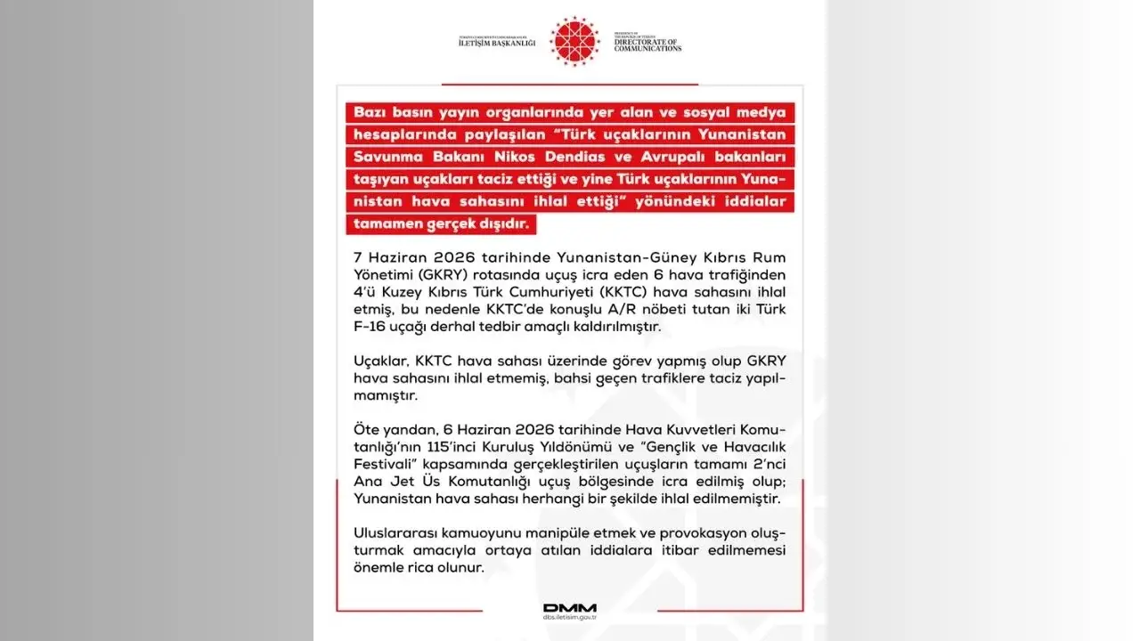 Türk uçakları Yunan ve Avrupalı bakanları taşıyan uçakları taciz etti iddiasına yalanlama