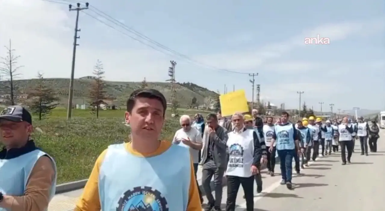 Doruk Madencilik işçilerinin Ankara yürüyüşü sekizinci günde Yenikent’e ulaştı
