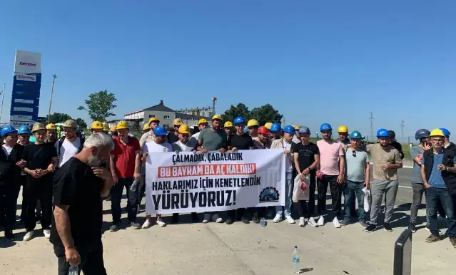 Edirne'de Özşen Madencilik işçileri ödenmeyen hakları için yürüyüşlerini sürdürüyor
