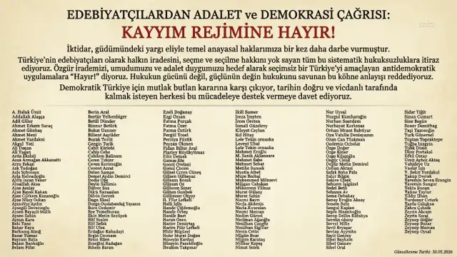 Edebiyatçılardan adalet ve demokrasi çağrısı: Kayyım rejimine hayır!