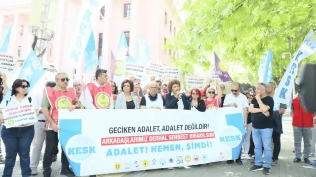 KESK’ten Adalet Bakanlığı önünde çağrı: Arkadaşlarımız derhal serbest bırakılsın