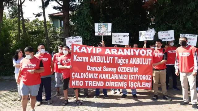 Neo-Trend işçileri haklarını almak için patronun villasının önünde: “Villanı sat, hakkımızı öde!”