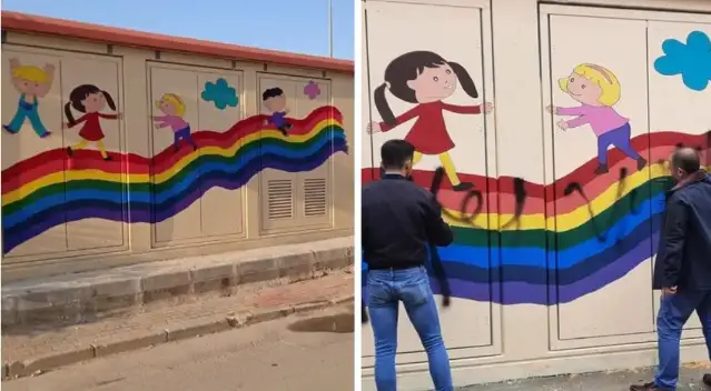 Gemlik Ülkü Ocakları, trafoya çizilen gökkuşağını siyaha boyadı