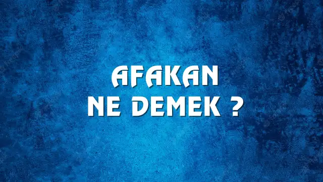 Afakan Ne Demek, Ne Anlama Gelir? Afakan Kelimesi TDK Sözlük Anlamı Nedir?
