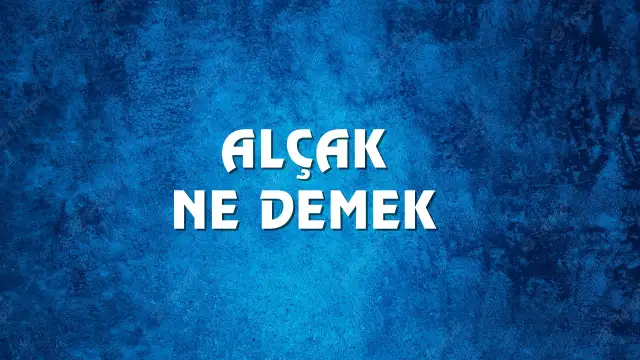 Alçak Ne Demek, Ne Anlama Gelir? Alçak Kelimesi TDK Sözlük Anlamı Nedir?