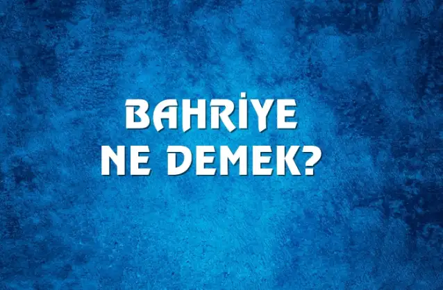 Bahriye Ne Demek, Ne Anlama Gelir? Bahriye Kelimesi TDK Sözlük Anlamı Nedir?