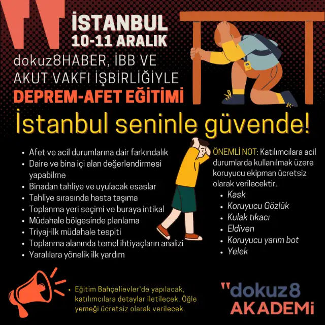 dokuz8HABER'den İBB ve AKUT Vakfı işbirliğiyle deprem eğitimi