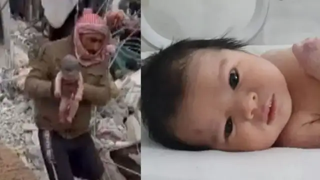 Enkazda göbek bağı annesine bağlı halde bulunan Aya bebek, kaçırılma korkusuyla güvenli bir yere götürüldü