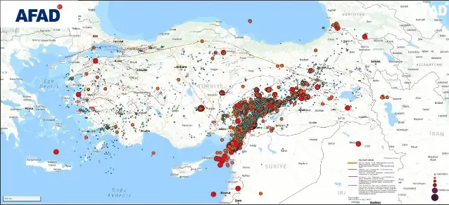 Türkiye ve yakın çevresinde son bir ayda 13 bin deprem meydana geldi