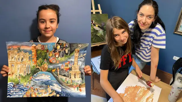 Lara Turan ve Masal Üçer’in pastel boya resim çalışmalarına Japonya’dan ödül