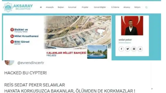 Aksaray Belediyesi’nin sitesi hacklendi, Sedat Peker ‘başkan’ oldu