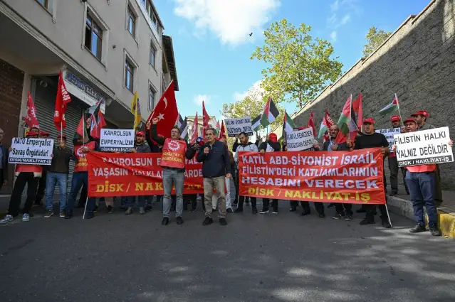 Nakliyat-İş Sendikasından ABD Konsolosluğu önünde İsrail protestosu