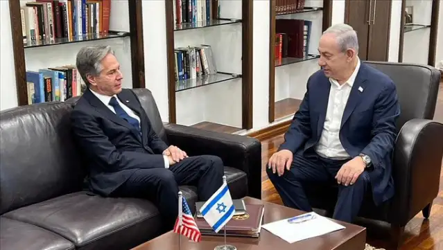 Netanyahu, ateşkes müzakerelerini görüşmek için İsrail'e gelen Blinken ile bir araya geldi