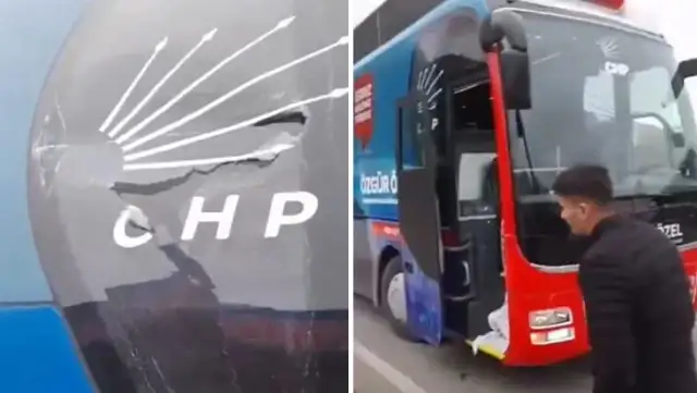 CHP'nin miting otobüsüne saldırı