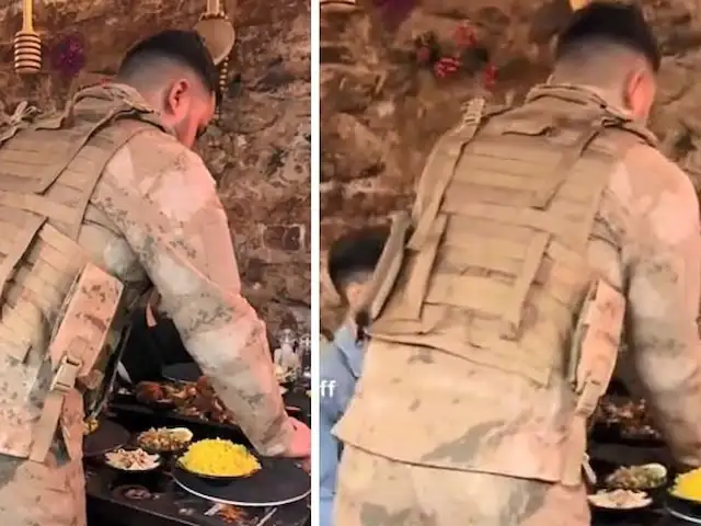 Askeri kamuflajla servis yapan yabancı uyruklu tutuklandı