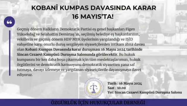 ÖHD’den Kobanê Davası için dayanışma çağrısı