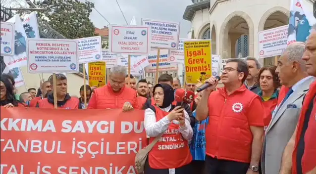Mersen işçileri Fransız Konsolosluğu önünde eylem yaptı