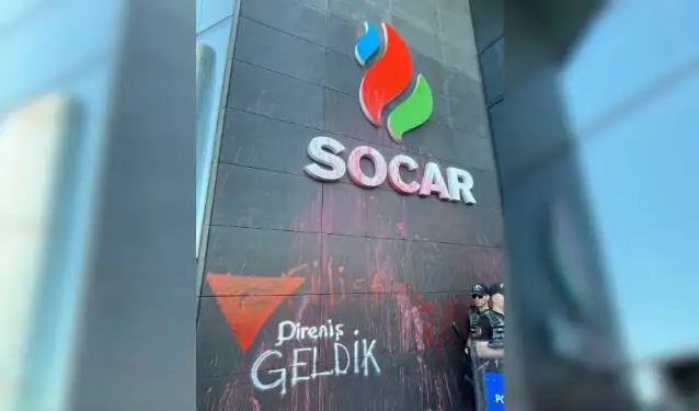 SOCAR önünde Filistin protestosu: 3 kişi gözaltında