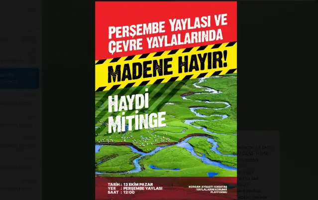 Perşembe Yaylası’nda madene karşı miting düzenlenecek