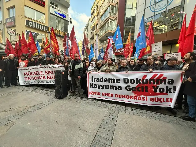 İzmir Emek ve Demokrasi Güçleri’nden işçi eylemlerine getirilen yasaklara ve kayyum atamalarına tepki