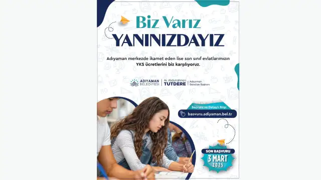 Adıyaman Belediyesi’nden YKS adaylarına destek: başvurular 17 Şubat’ta başlıyor