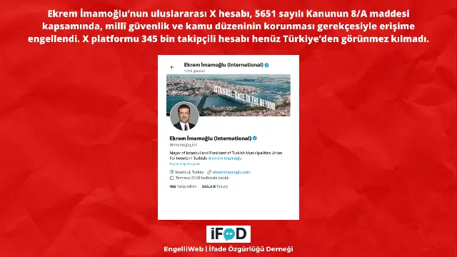 Ekrem İmamoğlu’nun uluslararası X hesabı da erişime engellendi