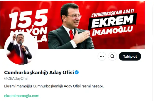 Ekrem İmamoğlu'nun Cumhurbaşkanlığı adaylığı için kullanacağı resmi X hesabı açıldı