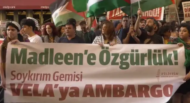 Tünel'de Filistin'e destek eylemi