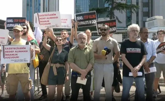 Basın meslek örgütlerinden İsrail Konsolosluğu önünde protesto