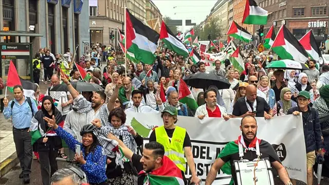 Stockholm'de, İsveç Hükümetine karşı Gazze protestosu