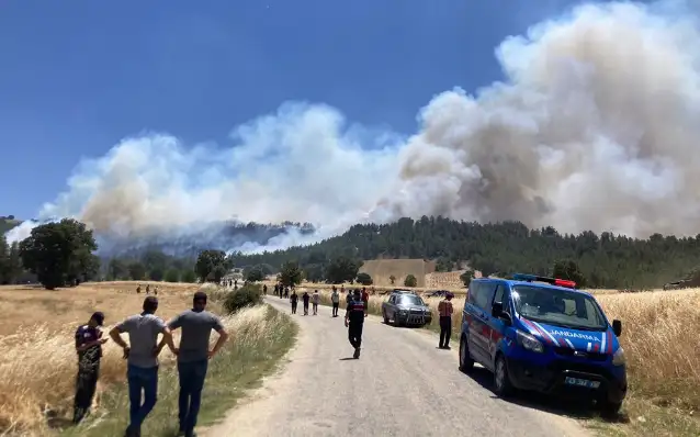 Kütahya'da ormanlık alanda çıkan yangına müdahale ediliyor