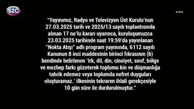 Sözcü TV karartıldı