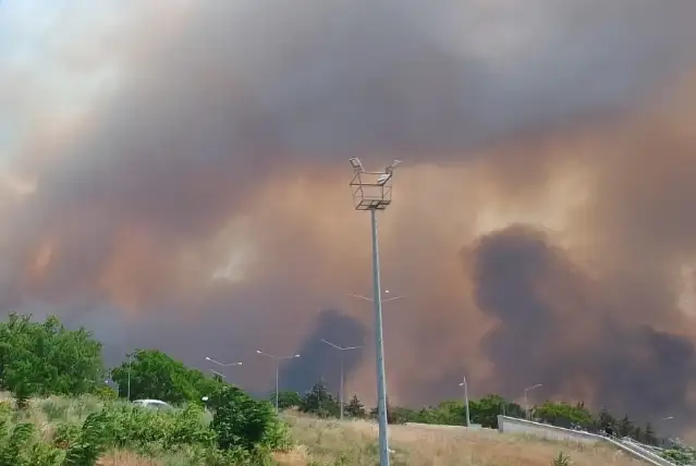 Çanakkale'de tarım arazisinde başlayıp ormana sıçrayan yangına müdahale ediliyor