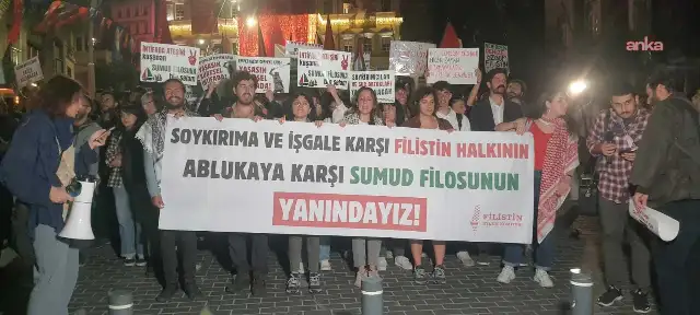 Beyoğlu’nda Gazze’ye destek yürüyüşü: "Siyonist abluka dağıtılacak"