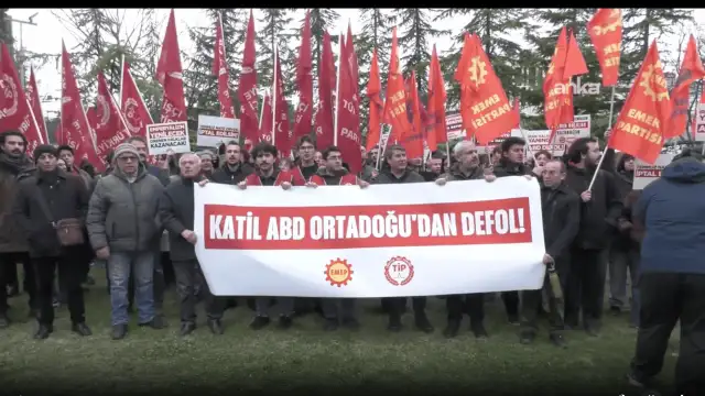 EMEP ve TİP'ten ABD Büyükelçiliği önünde İran protestosu: Üsler kapatılsın