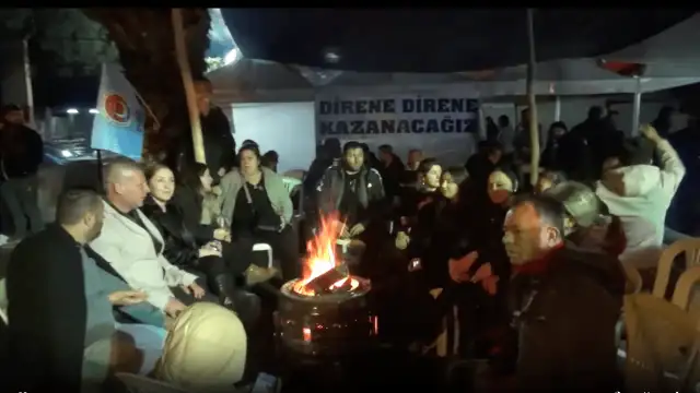 Soma Termik Santralinde ücretsiz izne çıkarılan 87 işçi eylemlerine devam ediyor