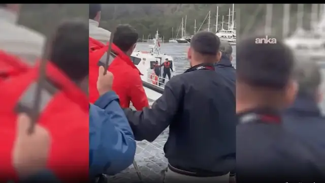 Muğla Göcek’te Osmanağa Koyu’nda iş makineleriyle yürütülen çalışmalar sürüyor, jandarma alana girişi engelliyor
